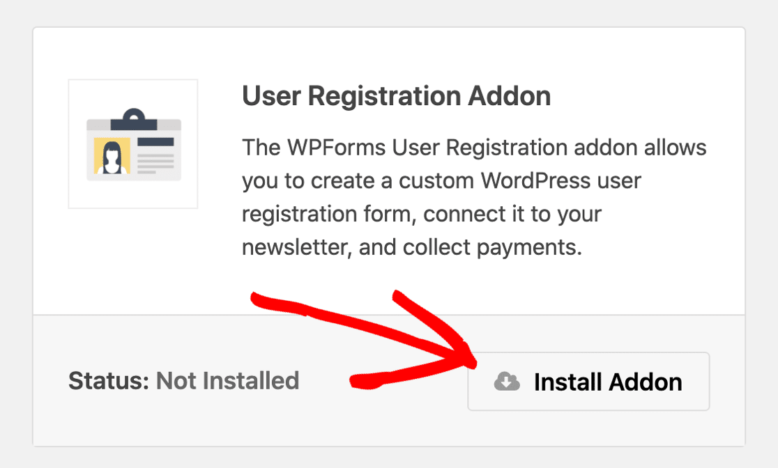 User registration addon