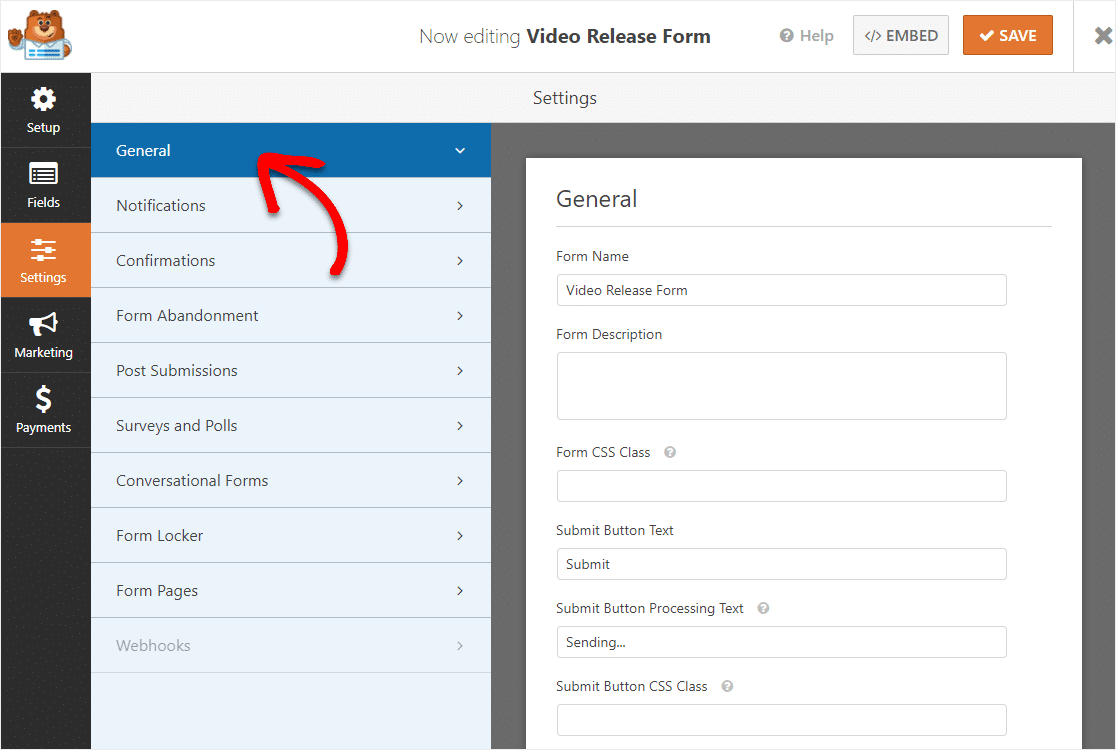 video release form settings