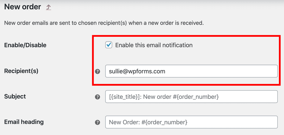 WooCommerce email template settings