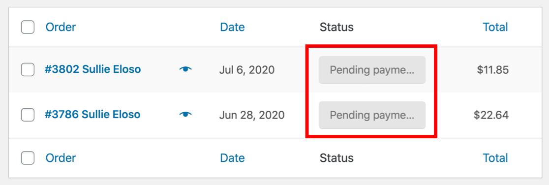 Send order. Pending status. Pending статус цвет.