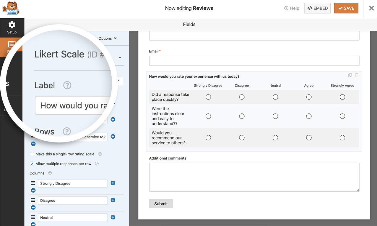 creating a likert scale on wordpress site