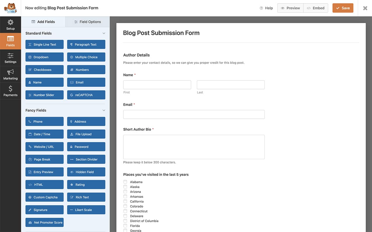 start by creating your form