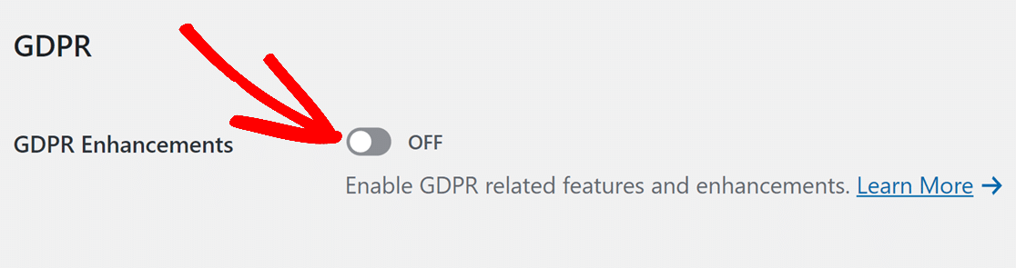 GDPR enhancements checkbox