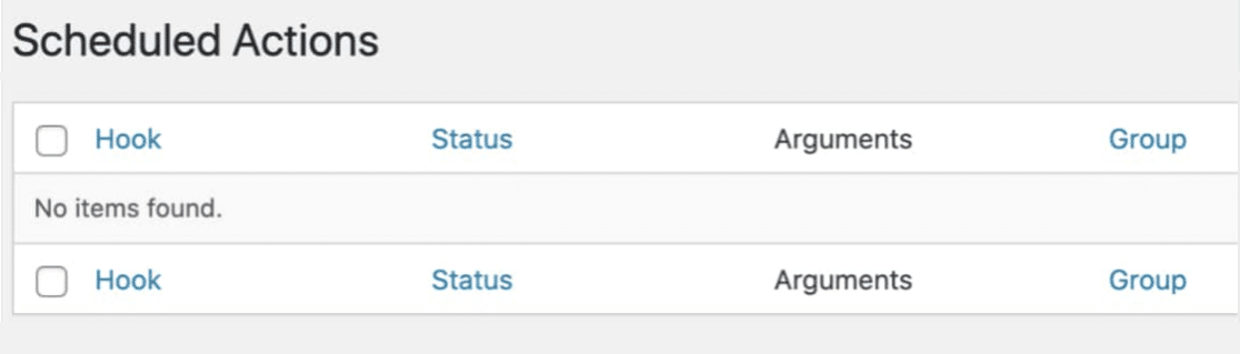 Scheduled Action Tables