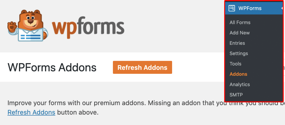 WPForms Addons Page