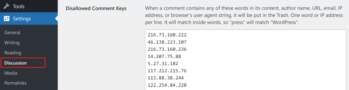 Blaclisted IP addresses wordpress