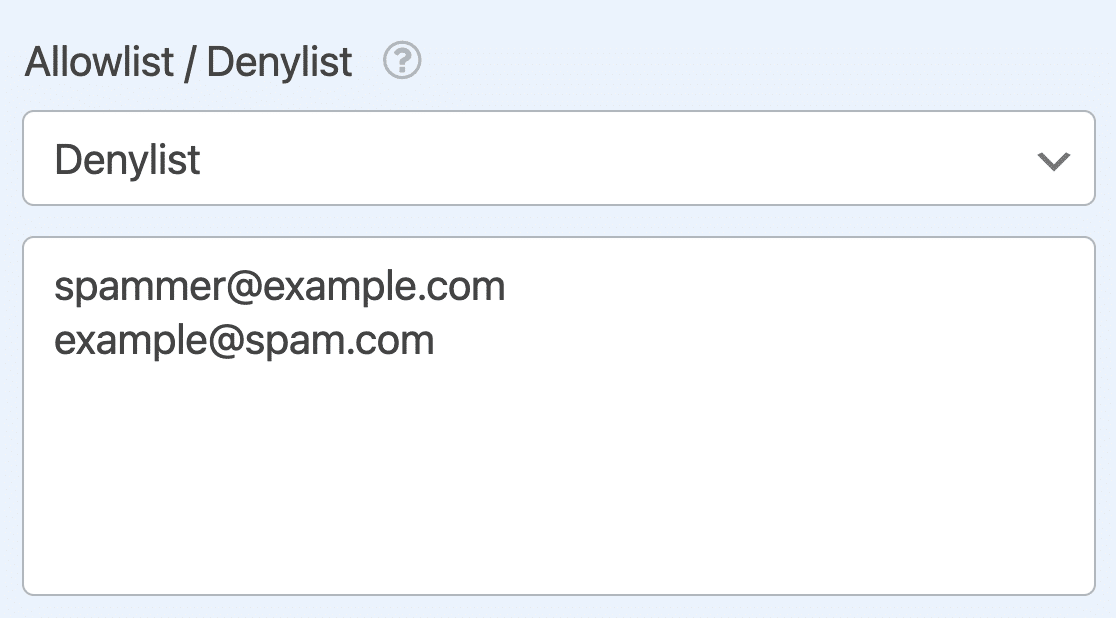 Adding multiple rules to an Email field denylist