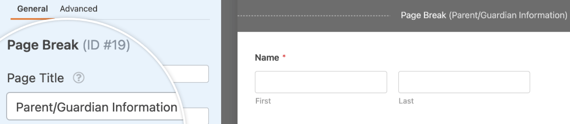 Editing the page title for a multi-page form