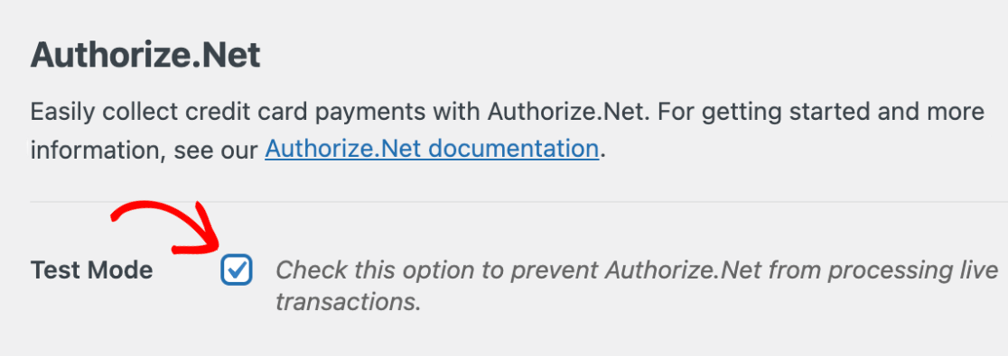 Enabling Authorize.Net test mode in WPForms