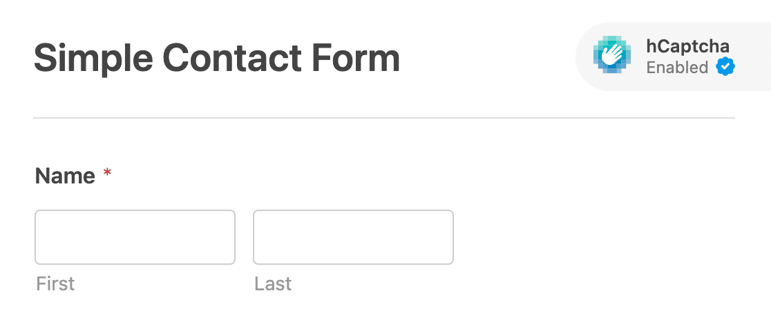 The hCaptcha badge in the form builder