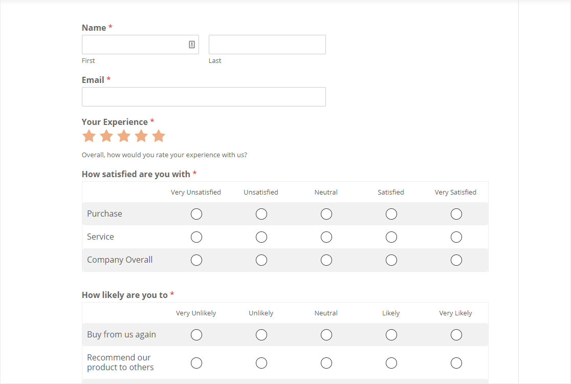 questions à échelle de Likert sondage