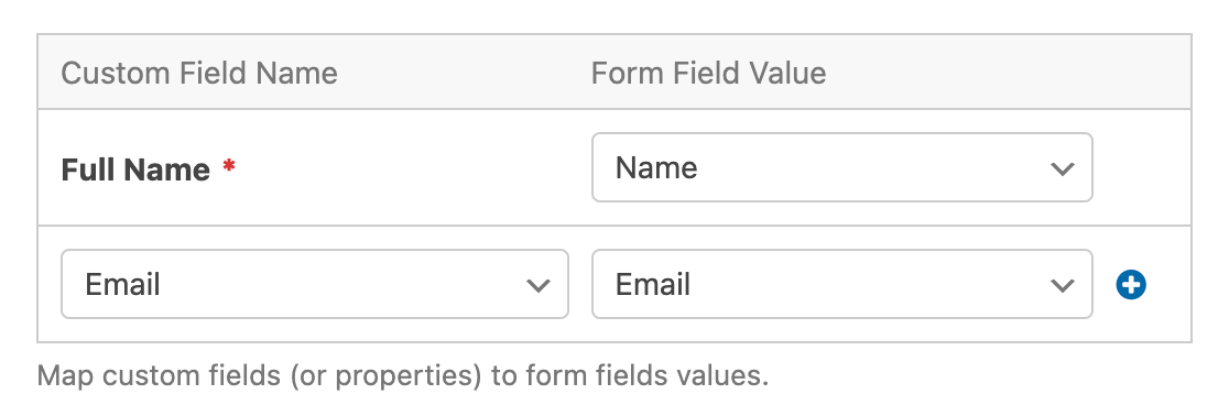 Mapped custom fields for a Salesforce connection