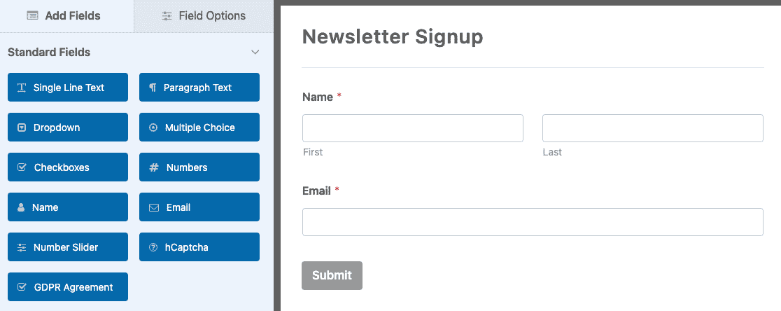 The Newsletter Signup Form template