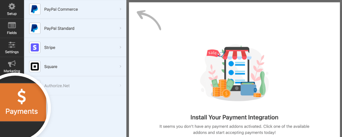 WPForms payments settings