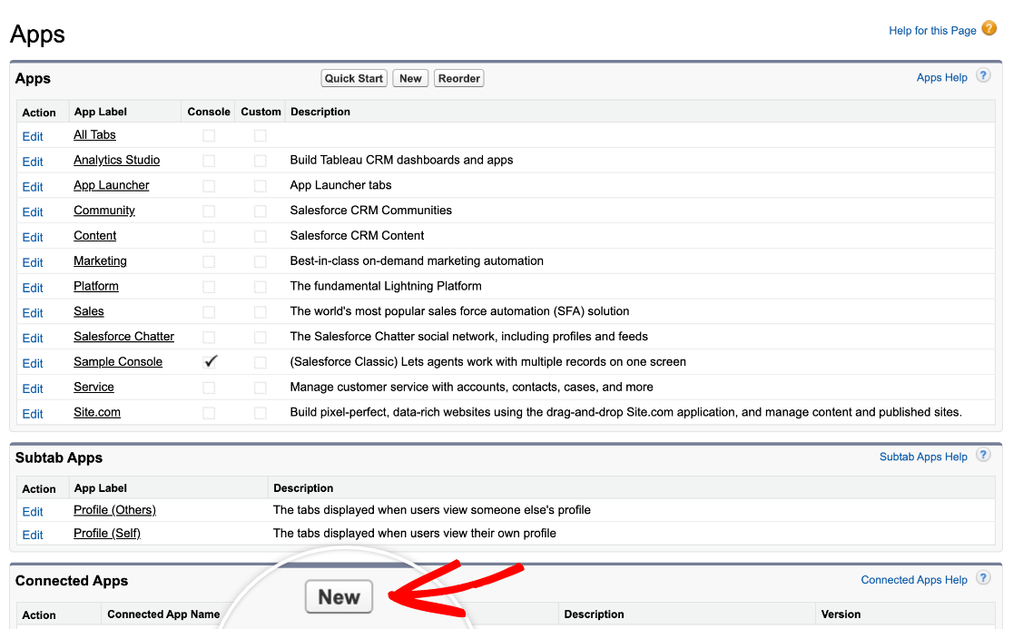 Creating a new connected app in Salesforce