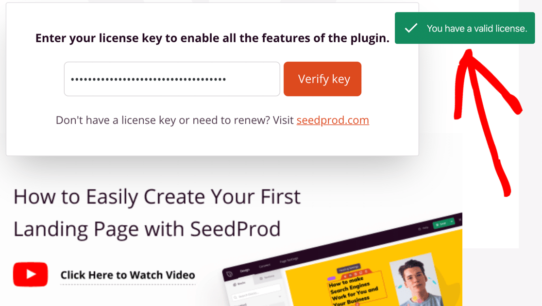 Enter SeedProd license key to unlock coming soon features