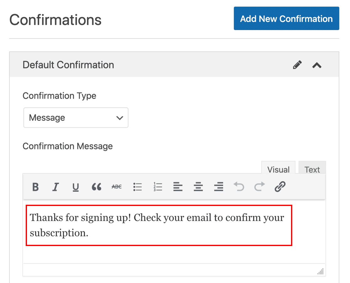 Edit SendFox subscription message in WordPress