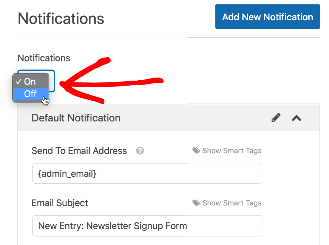 Disable SendFox WordPress form notifications