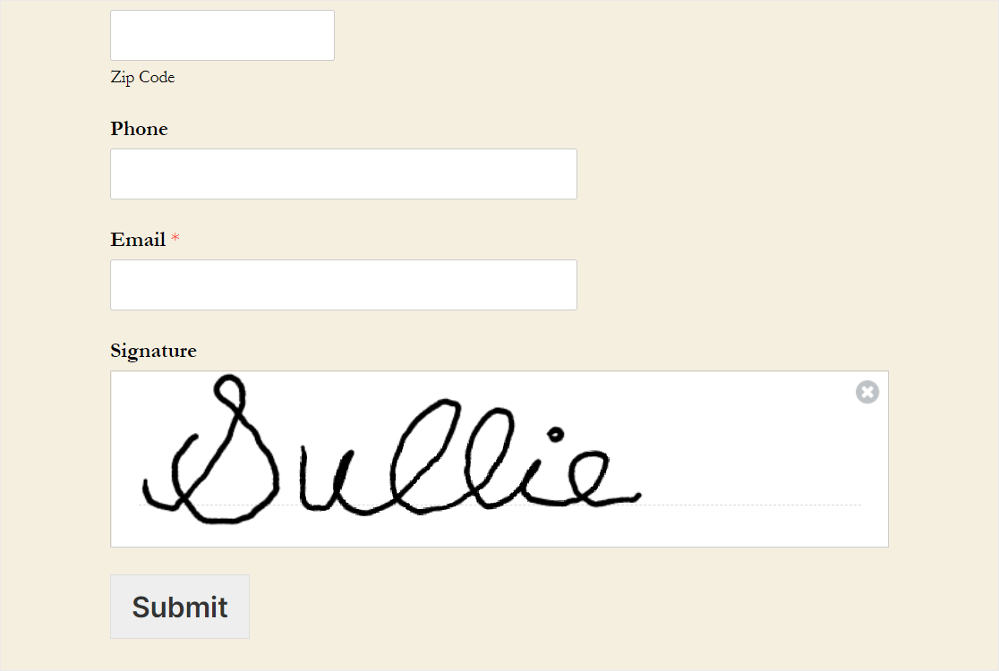 signature field wpforms