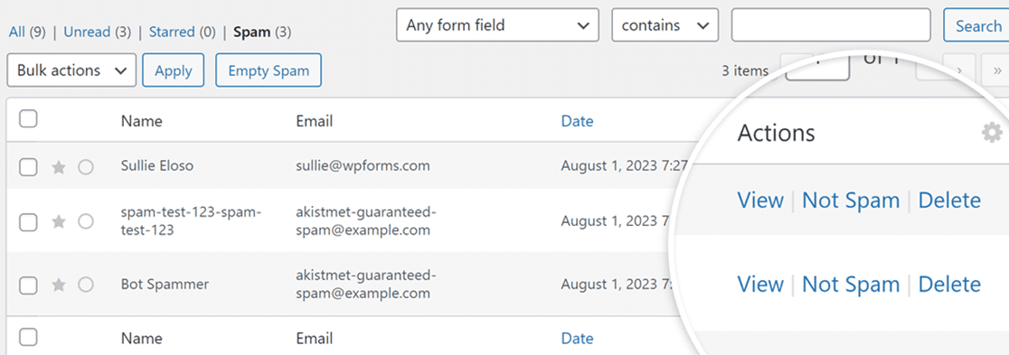 Manage your spam entries in WPForms