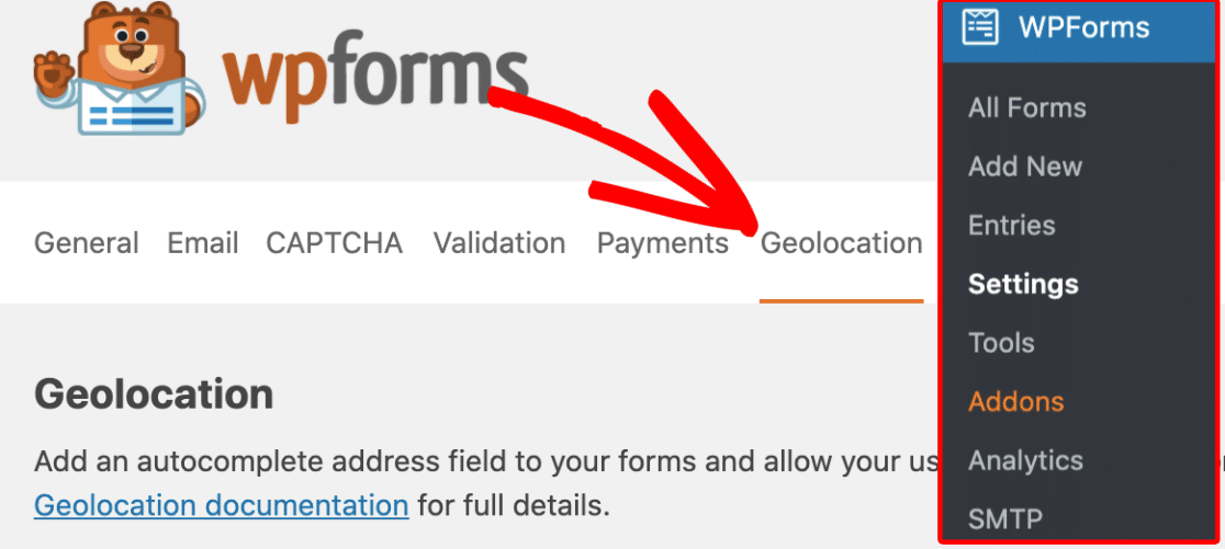 Geolocation settings in WPForms