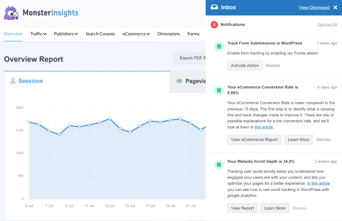 MonsterInsights contexual insights