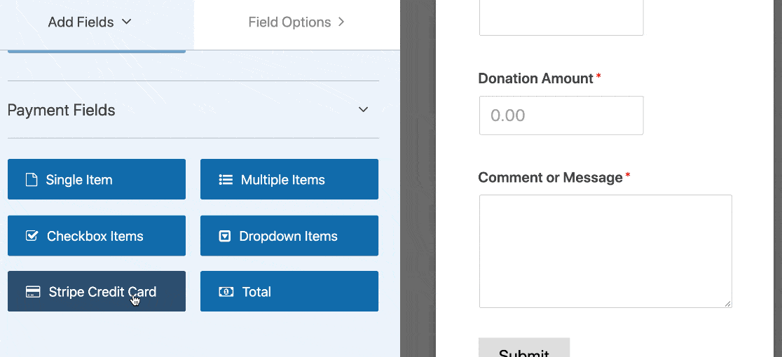 Add Stripe credit card field