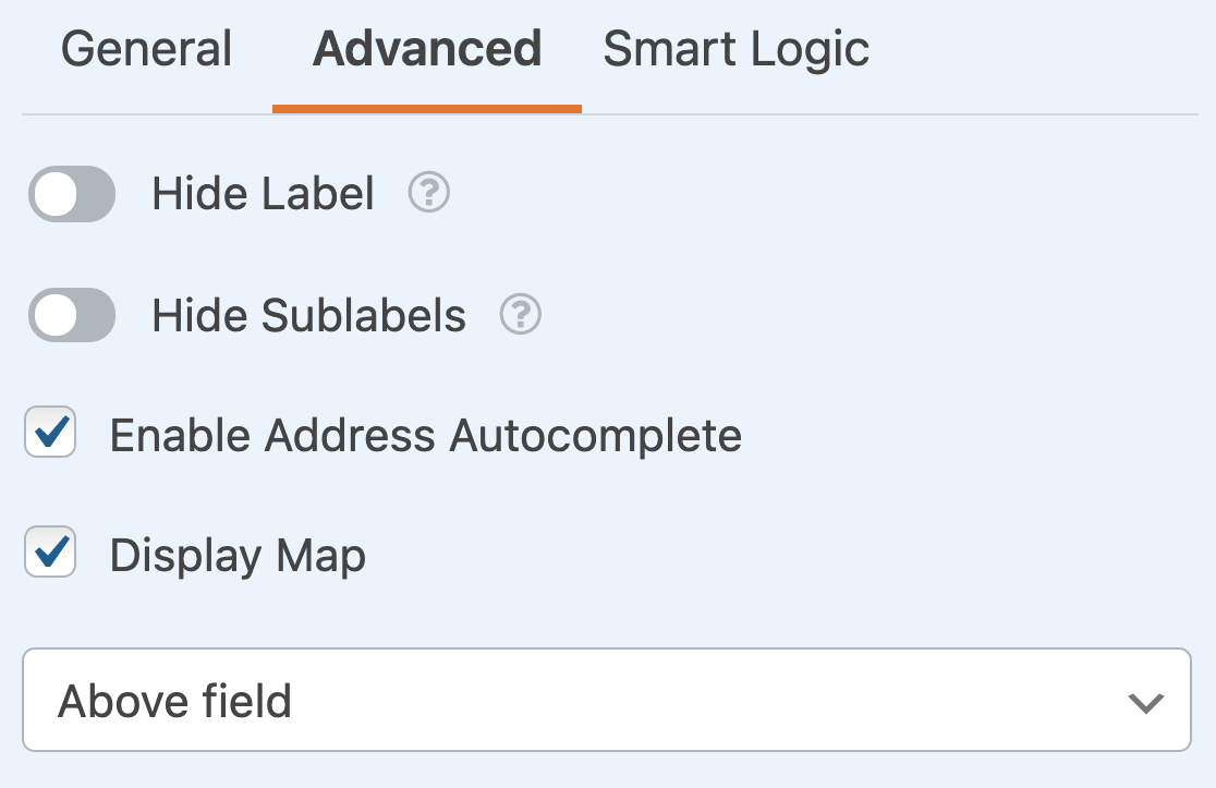 Enabling the map display for an Address field