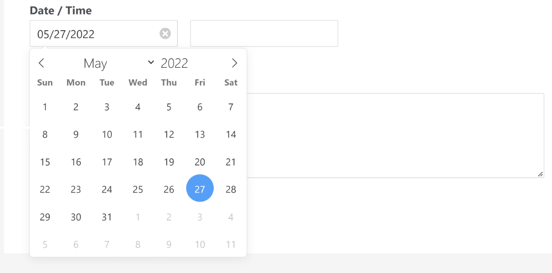 Calendar date format