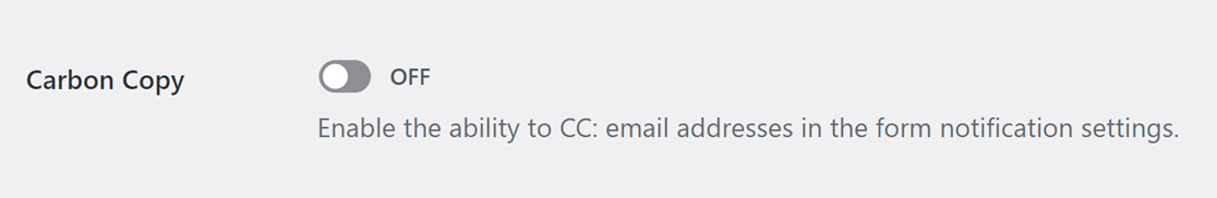 Enable the CC field in WPForms email settings