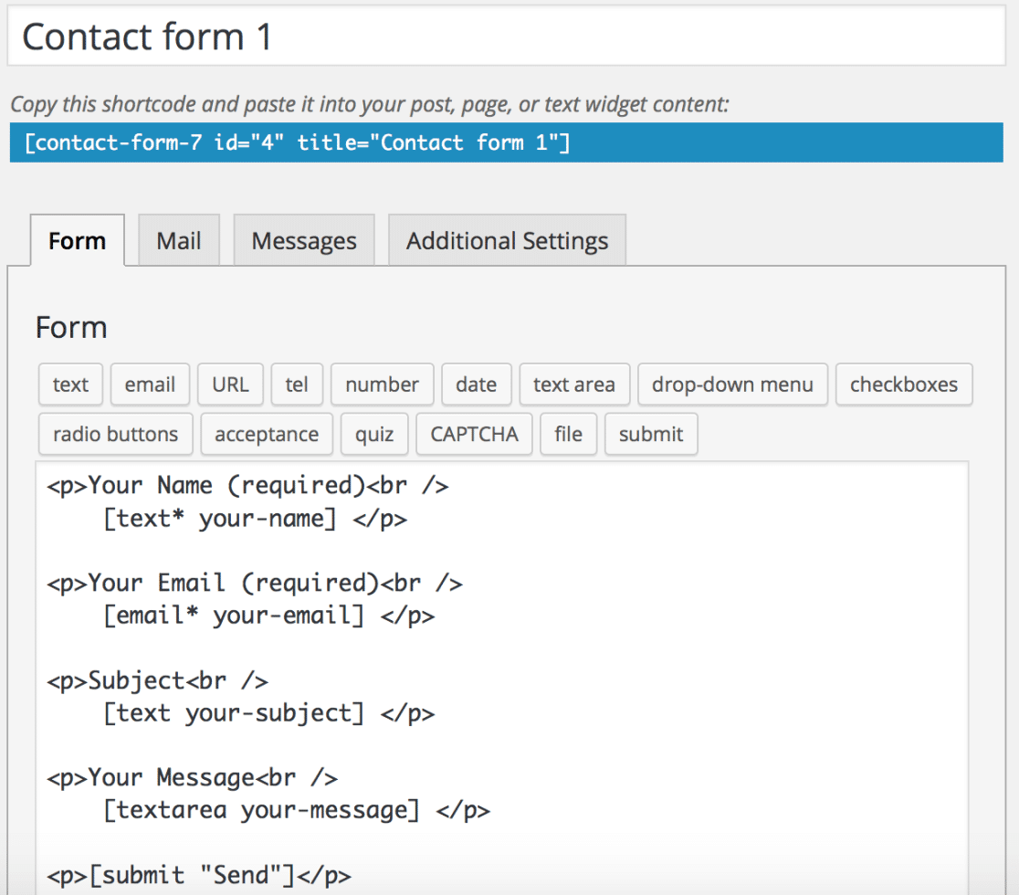 Contact Form 7 form builder