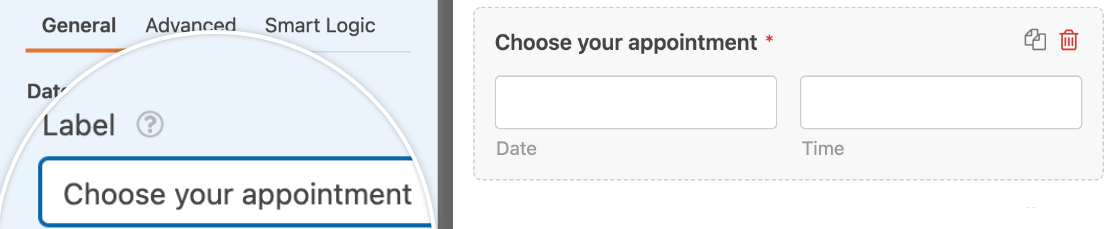 Customizing the Date / Time field label