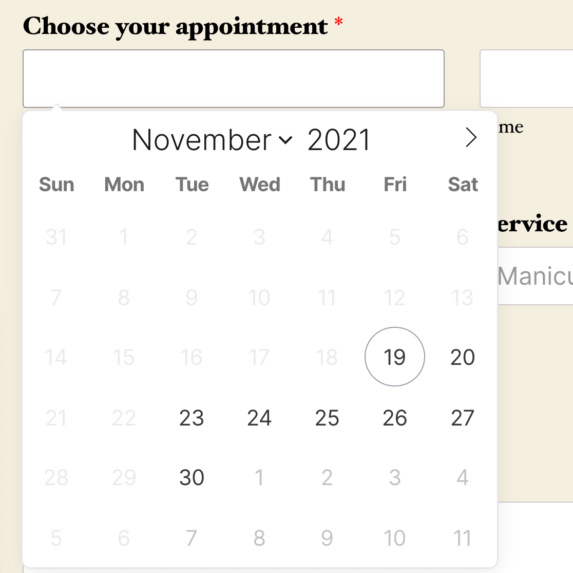 A WPForms date picker