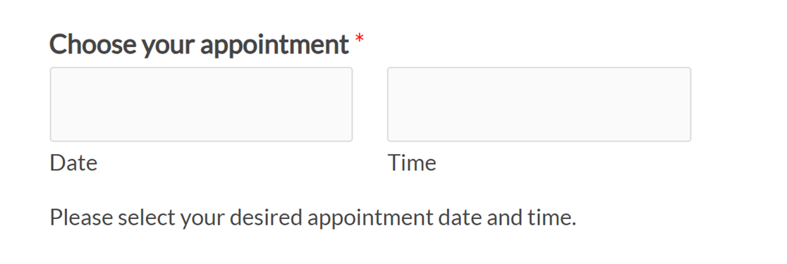 A Date / Time field description on the frontend