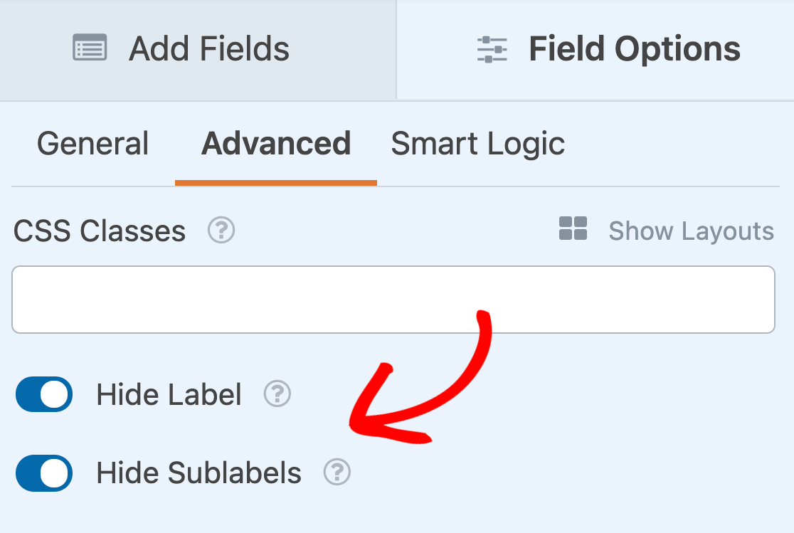 Hiding the label and sublabels for a Date / Time field