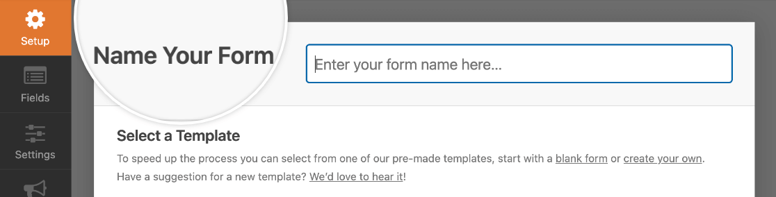 Entering a form name