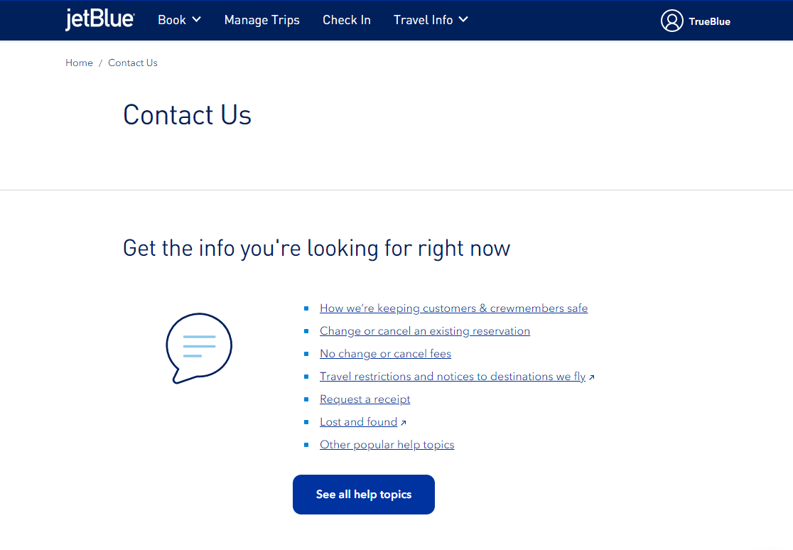 jetblue contact page