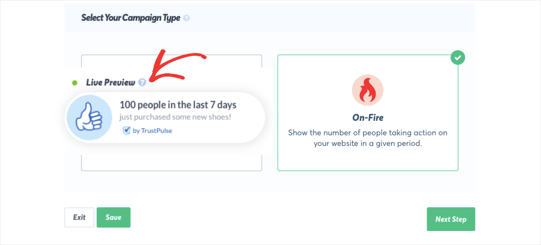 On Fire campaign in TrustPulse