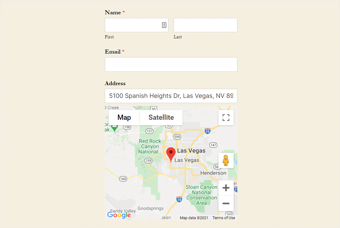 single line text address autocomplete and display map