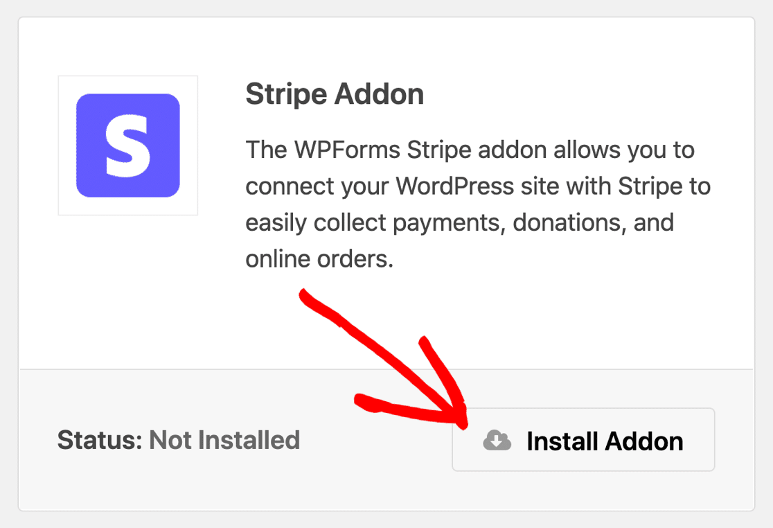 Install the WPForms Stripe addon for recurring payments