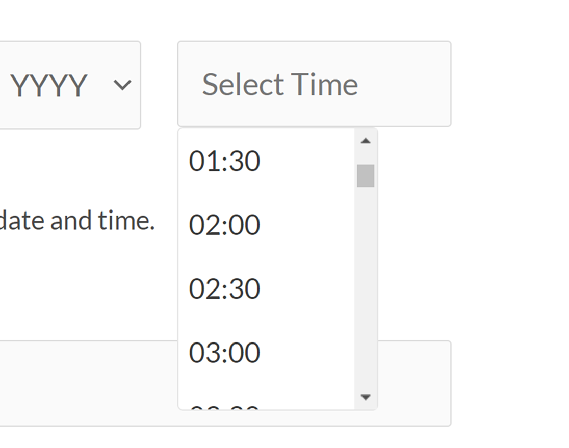 A Time field with a 24-hour format