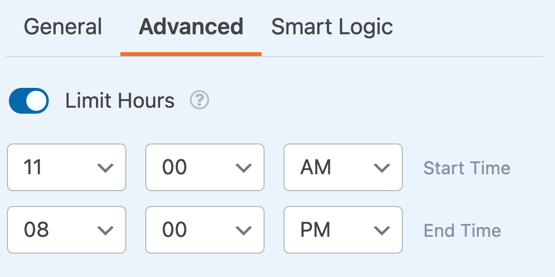 Limiting hours for a Date / Time field