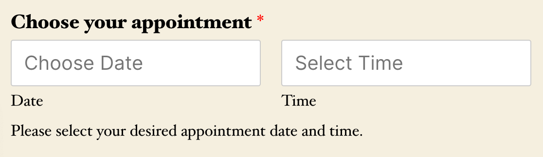 A Time sub-field with placeholder text