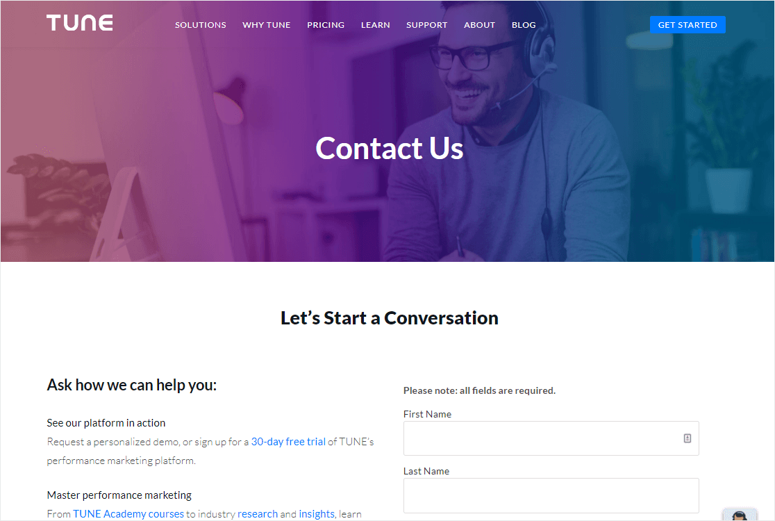 contact page（質問用）