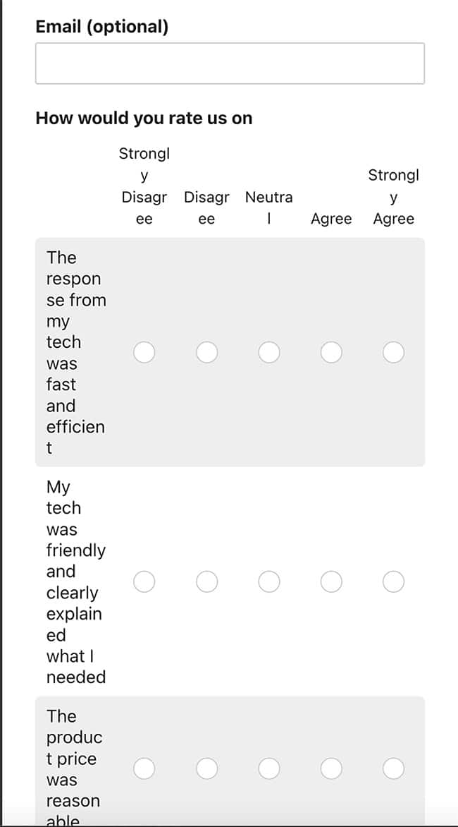 Your form on a smaller screen would appear like this