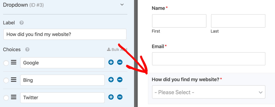 WPForms Lite dropdown