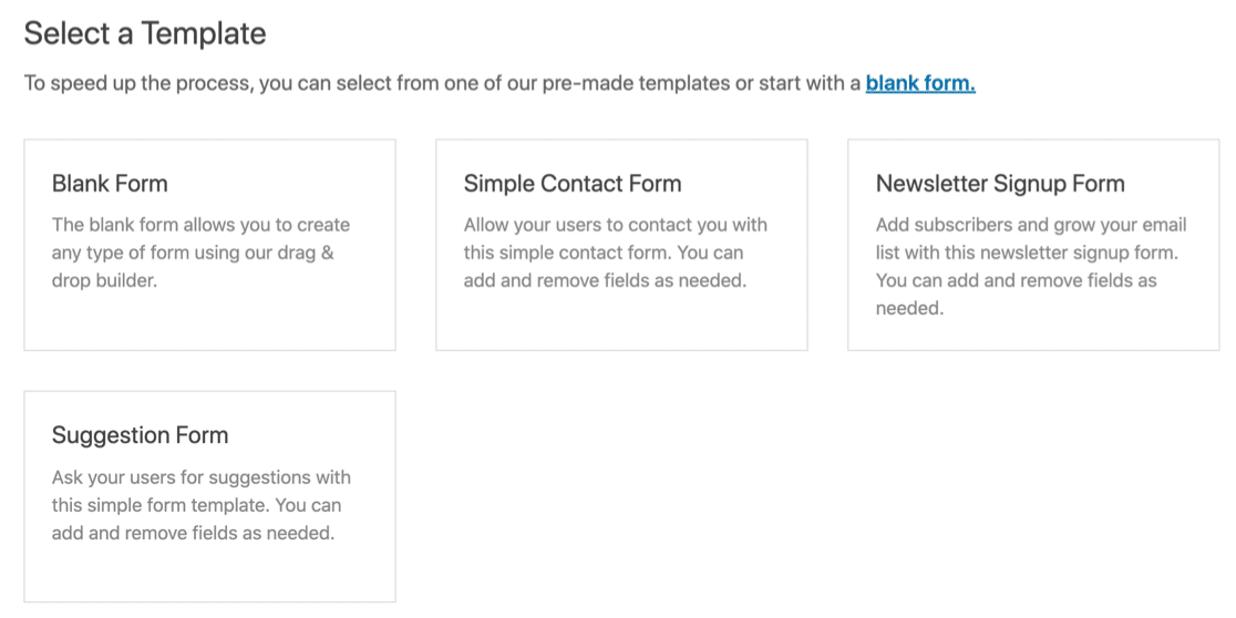 WPForms Lite templates