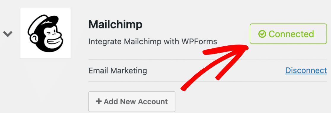 WPForms Is Connected To Mailchimp Sucessfully