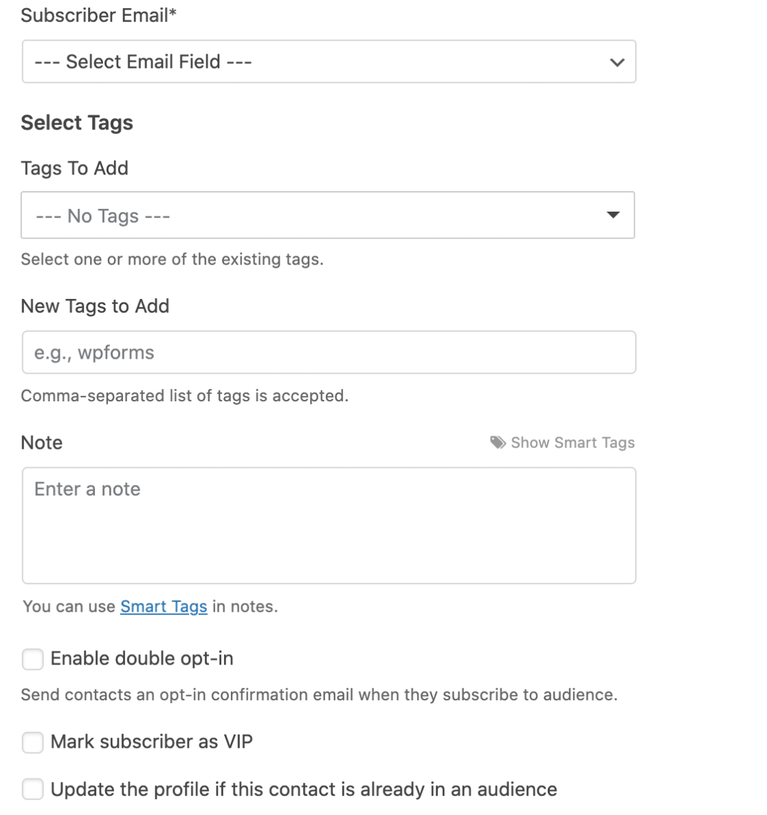 map form fields to mailchimp account        <h3 class=