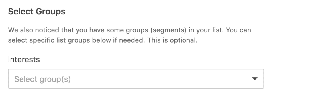 Optionally select Mailchimp groups